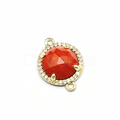 Natural Red Jasper Connector Charms PW-WGD2653-09-1