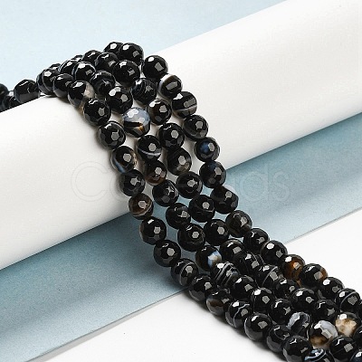 Natural Black Agate Beads Strands G-A246-8mm-04-1