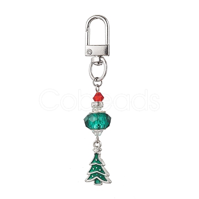 Christmas Series Alloy Enamel & Glass Beads Pendant Decoration HJEW-TA00349-1