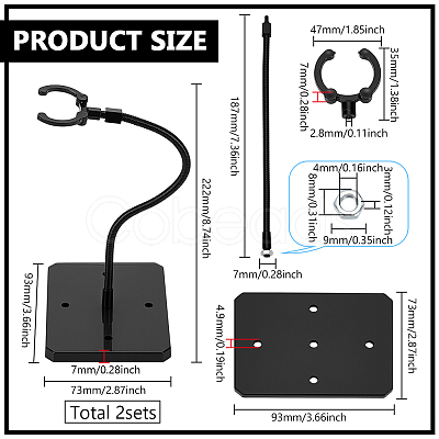 Assembled Rectangle PS Plastic Action Figure Display Stands with Adjustable Iron Support Arm ODIS-WH0100-12C-1