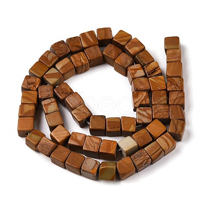 Natural Wood Lace Stone Wooden Jasper Beads Strands G-T139-6x6-03B-1