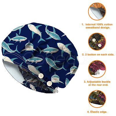Cotton Adjustable Printed Bouffant Hats Working Caps for Women Men AJEW-WH0677-004-1