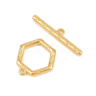 Hexagon Brass Toggle Clasps KK-G548-40G-1