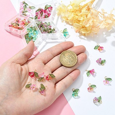 50Pcs 5 Colors Glass Charms FIND-CJ0001-15-1