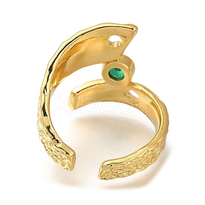 Rack Plating Brass Micro Pave Cubic Zirconia Open Cuff Rings for Women RJEW-M022-17G-1