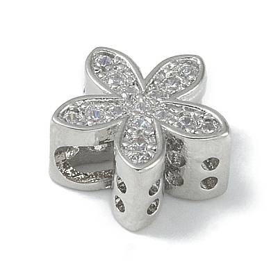 Rack Plating Brass Micro Pave Clear Cubic Zirconia Beads KK-A220-11A-P-1
