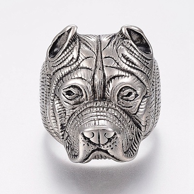 304 Stainless Steel Puppy Finger Rings RJEW-G091-12-1