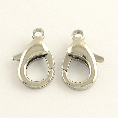 Tarnish Resistant 304 Stainless Steel Lobster Claw Clasps STAS-R065-15-1