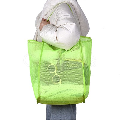 2Pcs 2 Colors Polyester Mesh Beach Bag ABAG-SZ0001-18B-1