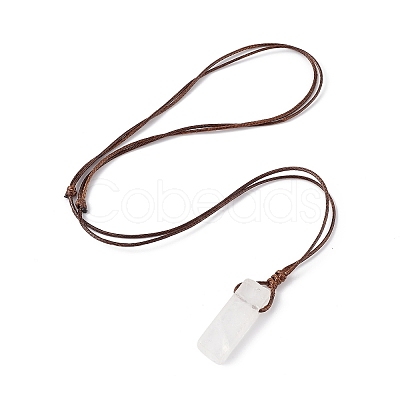 Natural Quartz Crystal Nugget Pendant Necklace with Waxed Cord for Women NJEW-F306-01H-1