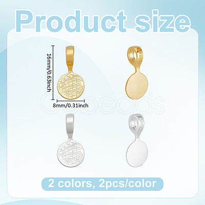 4Pcs 2 Colors 925 Sterling Silver Glue-on Flat Pad Bails STER-PH0004-38-1