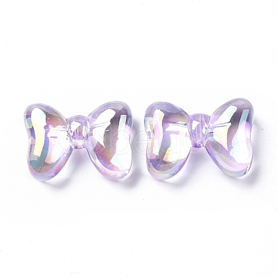 UV Plating Rainbow Iridescent Acrylic Beads OACR-H015-06-1