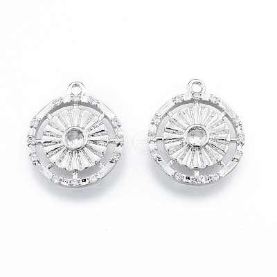 Brass Micro Pave Clear Cubic Zirconia Pendants KK-F841-08P-1