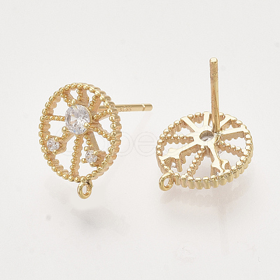 Brass Cubic Zirconia Stud Earring Findings KK-T048-014G-NF-1