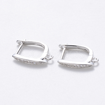 Brass Micro Pave Cubic Zirconia Hoop Earring Findings with Latch Back Closure KK-T048-033P-NF-1