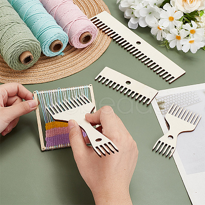 4Pcs Wood Weaving Comb Sets TOOL-WH0155-173-1
