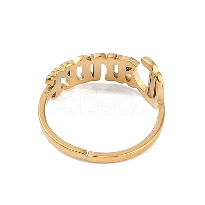 Ion Plating(IP) 304 Stainless Steel Constellation Open Cuff Ring for Women RJEW-C097-01G-08-1
