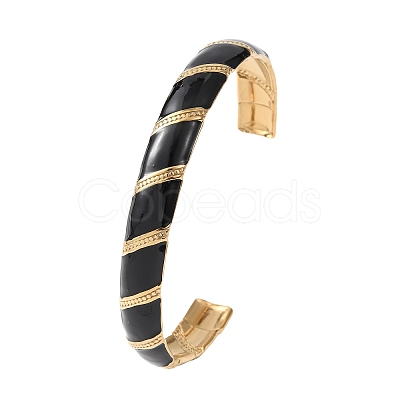304 Stainless Steel Enamel Bangles for Women BJEW-H637-01G-1