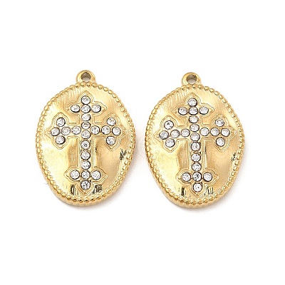 PVD Vacuum Plating 201 Stainless Steel with Rhinestone Pendants LS-STAS-J401-VC995-1