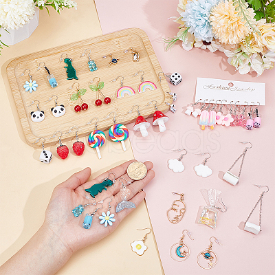 5 Styles Iron Resin Dangle Earring Sets EJEW-UN0002-80-1