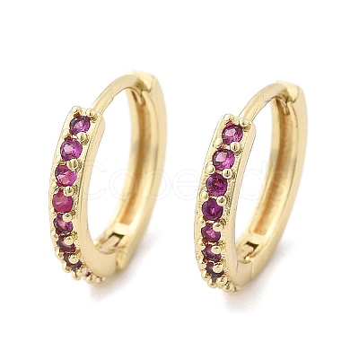 Brass Micro Pave Cubic Zirconia Huggie Hoop Earrings EJEW-L231-41G-1