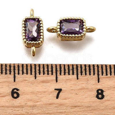 Real 18K Gold Plated Brass Micro Pave Cubic Zirconia Links Connectors ZIRC-L100-009G-03-1