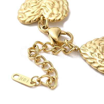 304 Stainless Steel Textured Heart Link Chain Bracelets BJEW-Q773-09G-1