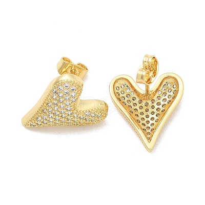 Rack Plating Brass Micro Pave Clear Cubic Zirconia Stud Earrings EJEW-C125-06B-G-1