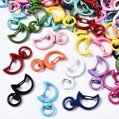 Spray Painted Alloy Swivel Snap Hooks Clasps PALLOY-T080-13-NR-1