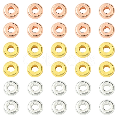 3 Colors Brass Flat Round Spacer Beads KK-FS0001-36-1