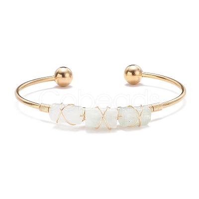 Natural Mixed Stone Beads Wrapped Cuff Bangle BJEW-JB07471-1