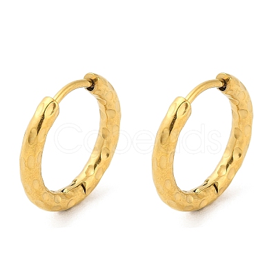 Ion Plating(IP) 304 Stainless Steel Textured Huggie Hoop Earrings EJEW-G374-02C-G-1