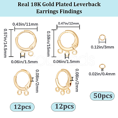 24Pcs 2 Style Brass Huggie Hoop Earring Findings FIND-BBC0002-63-1