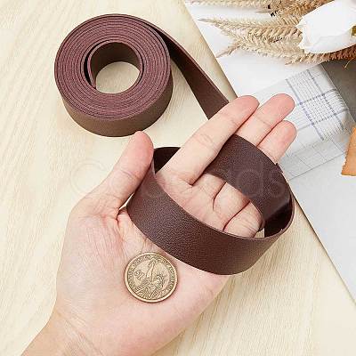2M Flat Double Face Lychee Pattern Imitation Leather Band LC-WH0010-01A-02-1