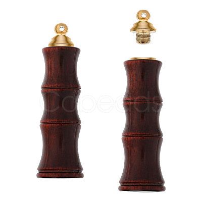 Wood Bamboo Joint Shaped Perfume Bottle Big Pendants WOOD-WH0001-09-1
