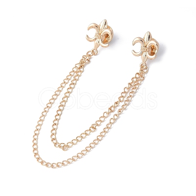 Fleur De Lis Alloy Hanging Chain Brooches JEWB-NH0001-01G-1