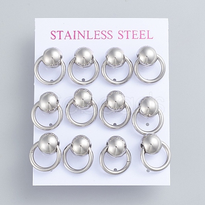 Tarnish Resistant 304 Stainless Steel Dangle Stud Earrings EJEW-F246-01P-1