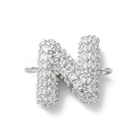 Brass Micro Pave Cubic Zirconia Letter Links KK-I717-04N-P-1