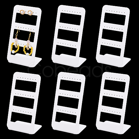 6Pcs 3 layers 24-Hole Acrylic Earring Display Stands ODIS-PH0001-52-1