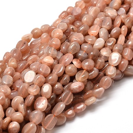 Natural Sunstone Nuggets Beads Strands G-J335-16-1