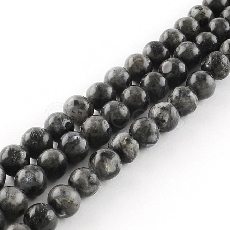 Natural Larvikite Round Beads Strands X-G-R342-8mm-09-1