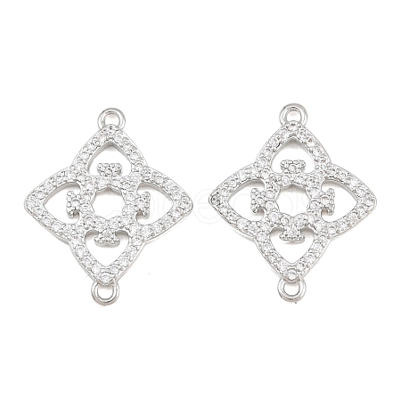 Brass Micro Pave Clear Cubic Zirconia Connector Charms CU-CBA7BFE-03I-P-1