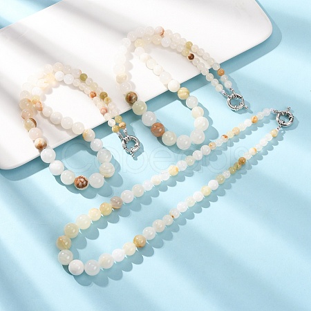 Dyed Round Natural Green Jade Graduated Beaded Necklaces GG-CBAA808-05P-B-1