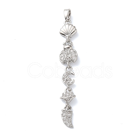 Brass Micro Pave Clear Cubic Zirconia Pendants LS-KK-D101-01A-P-1