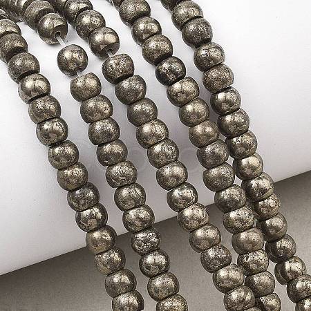 Natural Gold Pyrite/Golden Pyrite Beads Strands G-L647-D07-4x6mm-01-1
