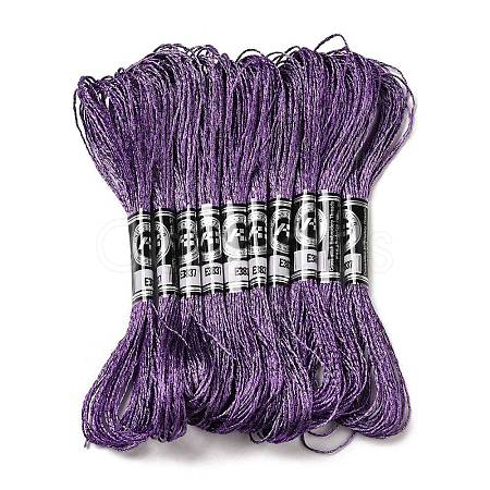 10 Skeins 12-Ply Metallic Polyester Embroidery Floss OCOR-Q057-A11-1