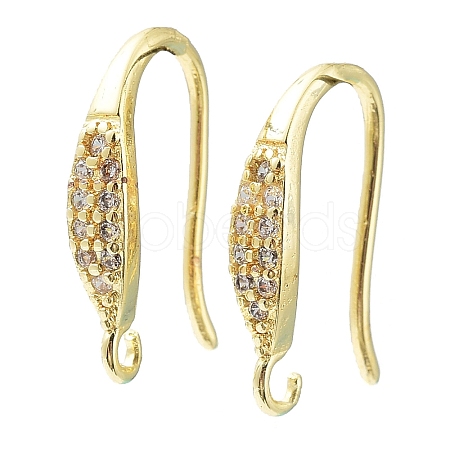 Brass Micro Pave Clear Cubic Zirconia Earring Hooks KK-R149-21G-1