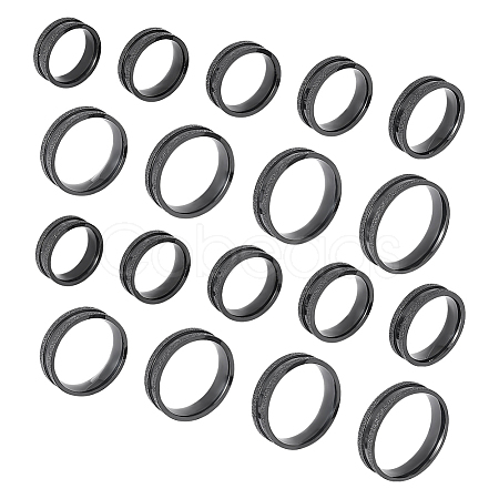 18Pcs 9 Size 201 Stainless Steel Grooved Finger Ring for Men Women STAS-UN0045-60B-EB-1