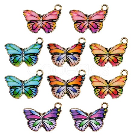 10Pcs 5 Colors Printed Alloy Pendants FIND-YW0001-94-1