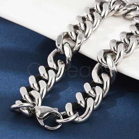 304 Stainless Steel Cuban Link Chain Bracelets for Women Men LS-BJEW-D304-01P-1